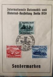 Almanya Reich 1939  Berlin Uluslararası Otomobil Fuarı- ilkgün damgalı reklamlı orijinal kağıdında