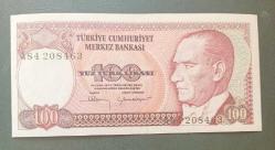 7 Emisyon A 84 Seri 100 Lira Çil altı