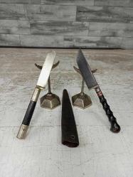 Antika Gümüş Savatlı ve Detaylı Muazzam İkili Kama - Hançer