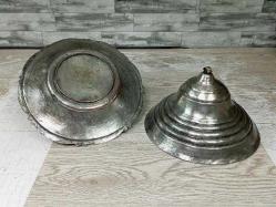 Antika Osmanlı Damgalı Kapaklı Bakır Sahan - Tabak