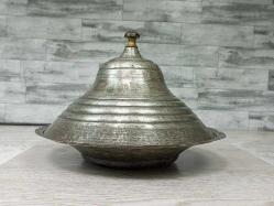 Antika Osmanlı Damgalı Kapaklı Bakır Sahan - Tabak