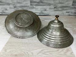 Antika Osmanlı Damgalı Kapaklı Bakır Sahan - Tabak