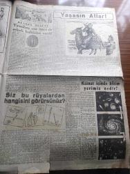 Cumhuriyet Pazar Gazetesi - 6 Haziran 1954 - dünya mizahından seçme hikayeler Yakut gerdanlık - lokanta renkli karikatür - İstanbul konservatuvarı bale istidatları yazan Selmi Andak - Avrupa'da büyük bir televizyon kampanyası başladı - küçük Kral çizen O. Soglow - haftanın şakaları yazan Burhan Felek - eğlencelik köşesi - artistliğe başlayan bir kız ilk gün ne hisseder - Terry Shaw fotoğraf - Tyrone Power'in seçtiği artist Terry Moore Fotoğrafı - Cumhuriyet İngiliz sinema dünyasında yazan Feyyaz Tokar - yeşil gözlü kumral saçlı İngiliz dilberi Joan Rice Fotoğrafı - ev kadın moda köşesi - yaz tuvaleti - siz bu rüyalardan hangisini görürsünüz - yaşasın atlar yazan Halikarnas Balıkçısı - Yirmibeş Asır önce de erkek kulüpleri vardı - kainat içinde Bizim yerimiz nedir - yollarda ölüm tehlikesine karşı savaş - makine adamlar halka nasihat veriyor - bütün İstanbul halkı çiçek bayramında eğleniyor yazan Kazım Kip - çiçek bayramda güzel bir gösteri ve Gülhane Parkı'nın süslenen kapısı  fotoğraf