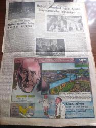 Cumhuriyet Pazar Gazetesi - 6 Haziran 1954 - dünya mizahından seçme hikayeler Yakut gerdanlık - lokanta renkli karikatür - İstanbul konservatuvarı bale istidatları yazan Selmi Andak - Avrupa'da büyük bir televizyon kampanyası başladı - küçük Kral çizen O. Soglow - haftanın şakaları yazan Burhan Felek - eğlencelik köşesi - artistliğe başlayan bir kız ilk gün ne hisseder - Terry Shaw fotoğraf - Tyrone Power'in seçtiği artist Terry Moore Fotoğrafı - Cumhuriyet İngiliz sinema dünyasında yazan Feyyaz Tokar - yeşil gözlü kumral saçlı İngiliz dilberi Joan Rice Fotoğrafı - ev kadın moda köşesi - yaz tuvaleti - siz bu rüyalardan hangisini görürsünüz - yaşasın atlar yazan Halikarnas Balıkçısı - Yirmibeş Asır önce de erkek kulüpleri vardı - kainat içinde Bizim yerimiz nedir - yollarda ölüm tehlikesine karşı savaş - makine adamlar halka nasihat veriyor - bütün İstanbul halkı çiçek bayramında eğleniyor yazan Kazım Kip - çiçek bayramda güzel bir gösteri ve Gülhane Parkı'nın süslenen kapısı  fotoğraf