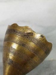 Antika Osmanlı Süleymaniye Damgalı Bronz Fincan Zarfı