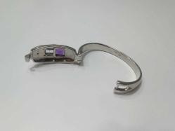 Vintage  Özel Yapım 925 Ayar Gümüş ve 18 Ayar Altın Mavi Topaz Ametist ve Hakiki Pırlanta Taşlı Bilezik Bileklik