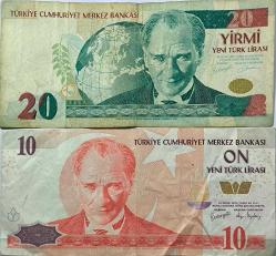 Yeni Türk Lirası 2 Li Lot 20 lirada Ufak Yırtık Vardır