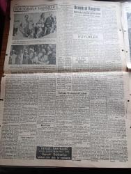 Kudret Gazetesi - Turkish Newspaper - 15 Temmuz 1948 - Ahmet Emin Yalman bize hücum ediyor - Prenses Faize Ankara'ya geldi fotoğraf - M. Erden'in almanlara hitabı dünyanın her tarafında hür insanların belası olan şeylerden inhiraf etmeyeceğiz - Mareşal Fevzi Çakmak çankaya'daki köşkünü millet partisine tahsis etti - güvenlik konseyinde Amerikan teklifleri Arapları kızdırdı - İtalyan komünist lideri Togliatti'ye suikast - tüccar sanayiciler Ticaret bakanı Cemil Sait Barlas ile görüştü - Rize milletvekili Fahri Kurtuluş'a cevap - kahramanlar geçti yazan Zuhuri Danışman Yazı Dizisi - boşanmada sürat rekoru hollywood'da kırıldı - Marlo Oberon'un son filmi Night Song Fotoğrafı - Kamil Koç otobüsleri fotoğraf - Mim Baki Revüsü cebeci'de istasyon yanında Doğan bahçesinde - demiryolları hastanesi dahiliye mütehassısı Ferit Faik Şahenk - fotoğraflarla hadiseler - demokratlar Kongresi Amerika'da liberaller galebe çalıyor - Muammer Karaca tekmil kadrosu ile katibin karısı Cebeci çiçek sinemasında