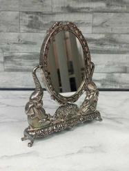 Vintage Avrupa Gümüş Kaplama Makyaj Aynası