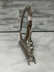 Vintage Avrupa Gümüş Kaplama Makyaj Aynası