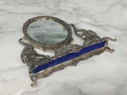 Vintage Avrupa Gümüş Kaplama Makyaj Aynası