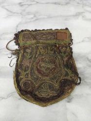 Antika Osmanlı Saray İşi Tuğralı Suzani İşçilikli Altın - Para Kesesi