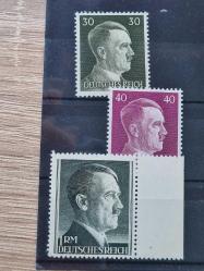 Nazi Almanya'sı Dönemi Hitler Portreleri ve Propaganda Pulları (9 Adet) – Damgasız- MNH