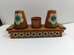 P48----1960'LAR AHŞAP TUZLUK BİBERLİK SET