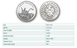 Türkiye’nin Hayvanları Serisi No.8 ''Arap Tavşanı'' 2005 (Gümüş) Darphane Hatıra Parası ''SERTİFİKALIDIR'