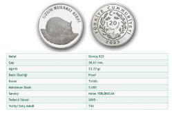 Türkiye’nin Hayvanları Serisi No.10 ''Uzun Kulaklı Kirpi'' 2005 (Gümüş) Darphane Hatıra Parası ''SERTİFİKALIDIR'