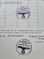 Nazi Almanyası → Türkiye İhracat Menşe Belgesi (28.10.1938, İstanbul Tahtakale Adresli) – Orijinal Mühürlü / Koleksiyonluk Arşiv Belgesi