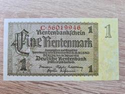 ALMANYA 1 RENTENMARK BANKNOTU – 30 OCAK 1937 TARİHLİ – ORİJİNAL, ÇOK TEMİZ KONDİSYON