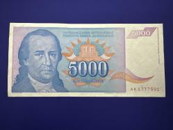Yugoslavya 5.000 Dinar 1994. Çil(-) 5000
