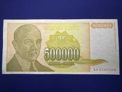 Yugoslavya 500.000 Dinar 1994. Çil 500000