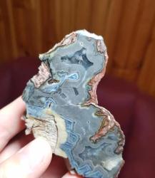 Opalize Taşlaşmış Ağaç Akik Çifti: Mavi Bantlı Agatize Pastel Tonlu Ağaç - Ağırlık: 354g - Benzersiz Koleksiyonluk Nadir Parça Kütle