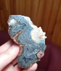 Opalize Taşlaşmış Ağaç Akik Çifti: Mavi Bantlı Agatize Pastel Tonlu Ağaç - Ağırlık: 354g - Benzersiz Koleksiyonluk Nadir Parça Kütle