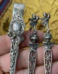 Antika Gümüş kaşık şeker maşası