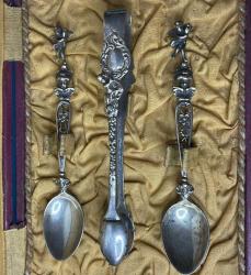 Antika Gümüş kaşık şeker maşası