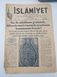 İSLAMİYET Haftalık, Dini, İçtimai, Ahlaki Gazete, 8 Ağustos 1949, Sayı:72  ( Baş Yazarı: Şemseddin Yeşil ) - 28.5/40 cm.