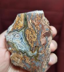 Kristalize Taşlaşmış Ağaç Çifti Kırmızı Bantlı Opalize Petrified Wood - Ağırlık: 385g - Benzersiz Koleksiyonluk Nadir Parça Kütle