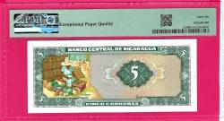 NICARAGUA 5 Cordobas 1972  p122 UNC PMG 66 EPQ (TK 18 823) ÇİL
