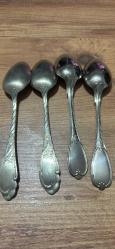 Vintage Gümüş Kaplama Yemek Servis Kaşıkları 4 Adet