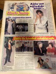 HAFTA SONU GAZETESİ DOĞUM GÜNÜ HEDİYESİ  ( Turkish Newspaper ) - 5 AĞUSTOS 1983 - TAM TAKIM 12 SAYFADIR -Muazzez Abacı-Ajda Pekkan-Ayten Gökçer-Zülfü Livaneli-Tarık Akan-Gülden Karaböcek-Alpay-Zerrin Özer-Oya Aydoğan-Güngör Bayrak-Kudret Şandra-Ahmet Özhan-Kuzey Vargın-Franco Nero-Neriman Uğurlu-Suha Özgermi-Vedat Araz-Kamil Başaran-Sami Başaran Bu evi Muazzez Abacı’ya kim aldı?-Kızım için yaşıyorum Kızım için yaşayacağım-Ajda’nın ağladığı gece-Ve yağmurdan sonra-Zülfü ile İstanbul sokaklarında-Güzele ne yakışmaz-Zeki Müren Şov-Gâvur Dağları’nda gâvur işkencesi-Oğlum için savaşırım-İşte yeni baştan yaratılan Zerrin-Gazino operasyonu-Oya Aydoğan için silahlar konuştu-Bu yuva Güngör Bayrak yüzünden yıkıldı-Bizim James Dean’e yazık oldu-Hacı hacıya fena kızdı Hayatında ilk kez bir yuvaya sahip olmanın mutluluğunu yaşıyor-20 milyonu gözünü kırpmadan sayan bir hovarda mı yoksa Abacı’nın dördüncü kez evleneceği adam mı?-Bu gözyaşları ne zaman dinecek?-Bu da sevgi sağanağı-Polislerle hatıra f