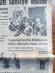 Hürriyet Gazetesi - Turkish Newspaper - 24 Temmuz 1957 - Osman Bölükbaşı Dün tahliye edildi - Osman Bölükbaşı Dün tahliye edildikten sonra Ankara merkez cezaevinin önünde kendisini karşılayanlar arasında fotoğraf - 5 yaşındaki Ayşegül Osman bölükbaşı'nın tahliye edileceğini rüyada görmüş - Keskin ağırcezası  Müddeiumumi Lütfü Sağlat aza Halil Özveren Reis Sırrı Kalaycıoğlu ve Aza Nihat Sağın Alp fotoğraf - Atatürk üniversitesinin temeli Dün Erzurum'da törenle atıldı - Reisicumhur Celal Bayar dün gümüş bir pala ile Erzurum'da Atatürk üniversitesinin temeline ilk harcını koyarken yanında Adnan Menderes fotoğraf - dahiliye vekili Namık Gedik dün halde fiyatları tetkik ederken - Türkiye Kıbrıs'ı Taksim tezinden dönmüyor - ikimizin erkeği yazan Vicki Baum Yazı Dizisi - Hürriyet şehitleri için tören yapıldı fotoğraf - Amerikalı iş adamları Ankara'da dün bir basın toplantısı yaptı fotoğraf  - Karagöz hokkabaz skeç elektrikli kukla Hakkı Molla - Beşiktaş İsveç'te - 19 Mayıs stadı açılıyor