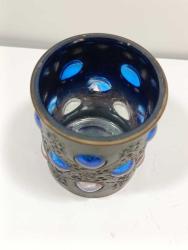 RF57---BAKIR GİYDİRME ESKİ CAM MUMLUK