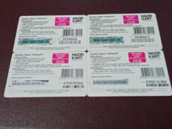 TURKCELL GSM KONTÜR KARTI 4 ADET