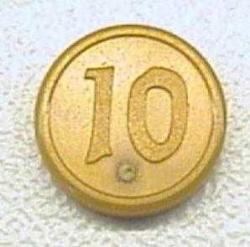 Lego Minifigür bb0302 10 İşaretli Tip 2 Eşya Madeni Parası (Altır rengi) 6 adet