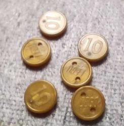 Lego Minifigür bb0302 10 İşaretli Tip 2 Eşya Madeni Parası (Altır rengi) 6 adet