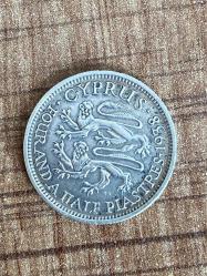 Kıbrıs gümüş para 1938 4½  Piastres ÇOK NADİR gümüş 4½  Piastres CYPRUS