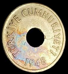 1948 Delikli 1 Kuruş Çil