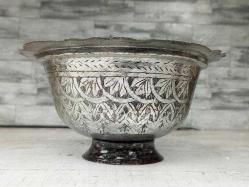 Antika Osmanlı Kalem İşçilikli Bakır Büyük Kase