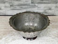 Antika Osmanlı Kalem İşçilikli Bakır Büyük Kase