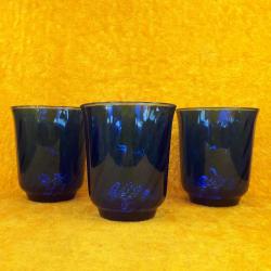VINTAGE ARCOROC FRANCE KOBALT MAVİ RENKLİ 3 ADET CAM BARDAK