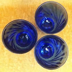 VINTAGE ARCOROC FRANCE KOBALT MAVİ RENKLİ 3 ADET CAM BARDAK