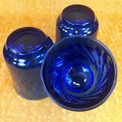 VINTAGE ARCOROC FRANCE KOBALT MAVİ RENKLİ 3 ADET CAM BARDAK