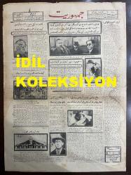 Osmanlıca Cumhuriyet Gazetesi, Orijinal Dönem Basım, (Ottoman Newspaper) - 11 Kasım (Teşrin-i Sani) 1926 - Sayı: 901 - Hicri: 5 Cemaziyelevvel 1345 - Tevfik Rüştü ve Memduh Şevket Beyler Dün Ankara'dan Gelmişler ve Gece Hamidiye İle Mösyö Çiçerin'e Mülaki Olmak Üzere Odesa'ya Hareket Etmişlerdir. Timurtaş Hazretleri de Birlikte Gitmiştir (Foto) Haydar Paşa İstasyonunda: Tevfik Rüştü Bey, Vali Süleyman Sami Bey, Memduh Şevket Bey - Odesa'da Türk-Rus-İran Muahedesinin İmzalanması Muhtemeldir - Ticaret Vekili Mustafa Rahmi Bey Mühim Bir Beyanatta Bulundu: Kömür Buhranı Suret-i Kat'iyede İzale Edildi - Açıkta Kalan Talebe Nihayet Muradlarına Erdiler. Dün Darülfünun'a Davet Edilen Halkalı Ziraat ve Orman Mekteb-i Alilerinin Duhul İmtihanlarını Kazanan Efendilere Mekteplere Kabul Edilecekleri Resmen Tebliğ Edilmiştir - Fatih Camii İçinde Azıtmış Bir Deli. Kasap Bıçağıyla Herkese Saldıran Adam Mecruhen Yakalandı - Moskova Sefaretimizde Cumhuriyet Bayramı Gecesi