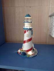 DEKORATİF AHŞAP FENER PERİ LEDLİ KIRMIZI