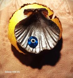 MAGNET İSTİRİDYE KABUĞU AHŞAP EL İŞİ ALTIN YALDIZLI