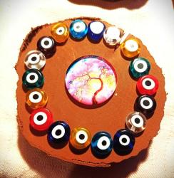 MAGNET AHŞAP EL İŞİ NAZAR BONCUĞU