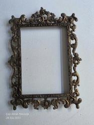 Vintage Pirinç Depose İtalyan Resim Çerçevesi Barok Dekor Viktorya Tarzı 10x14 cm